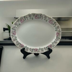 HALLMARK CANONSBURG Vintage Queen’s Rose 22 KT Gold Rim 13” X 10” Platter